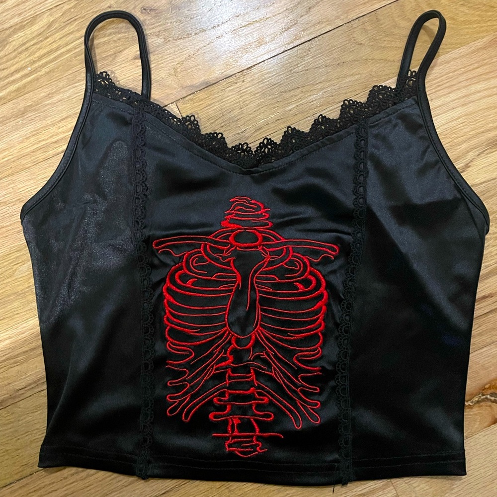 Skeleton Ribcage Crop Top Size Small
